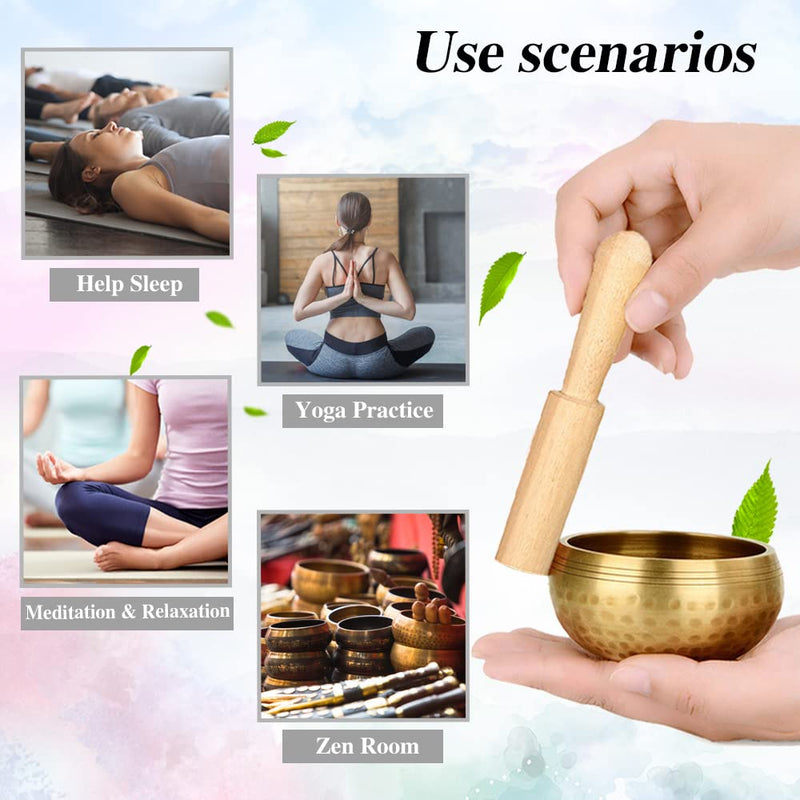 Tibetan Singing Bowl Set - Meditation Sound Bowl Cushion with Wooden Striker for Yoga, Meditation & Relaxation, Mindfulness,Chakra Healing, Stress Relief, Self-Regulation (3 inch) 3 inch