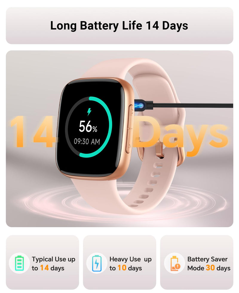 Gydom Smart Watch for Men/Women, 1.85" AMOLED Screen Fitness Tracker | for iPhone/Android/Samsung, Answer/Make Call, Heart Rate/Sleep/SpO2, 3ATM Waterproof, 120+ Sport Modes, AI Voice, Pink