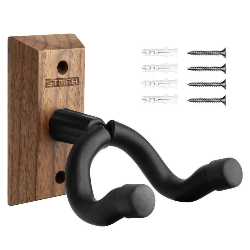STRICH Guitar Wall Mount,Walnut Base Guitar Hanger,U-Shaped Hanger Mount with Screws, Guitar Holder Hook Stand Wall for Acoustic, Electric Guitar, Banjo, Bass(3-Pack)