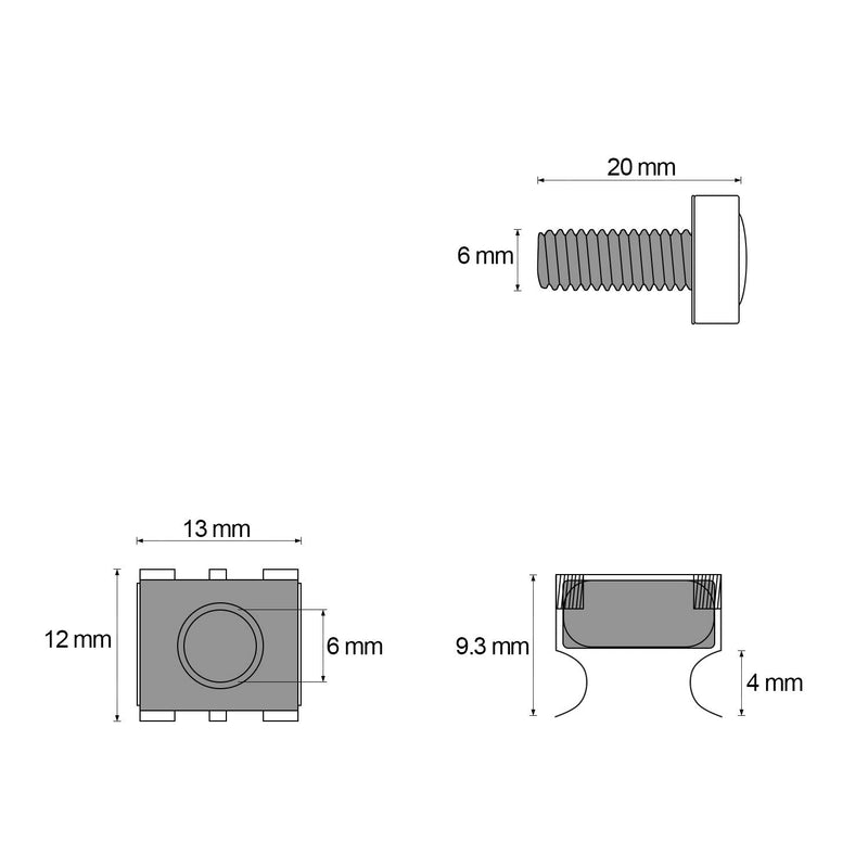 Favordrory 30 Pack M6 x 20mm Rack Mount Cage Nuts, Screws and Washers for Rack Mount Server Cabinet, Rack Mount Server Shelves, Routers (Silver) Silver