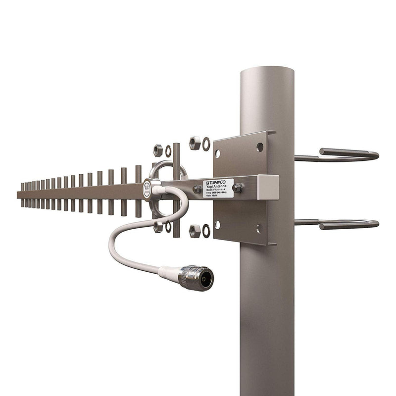 TP513 Yagi WiFi Antenna 2.4GHz (17dBi) Outdoor Directional Signal (H:25° V:24°) Long Distance Range (High-Gain Weatherproof) Wireless Network (Pole Mount) N-Female Pigtail Connector | Long distance weatherproof wireless network antenna w/ high-gain (17...