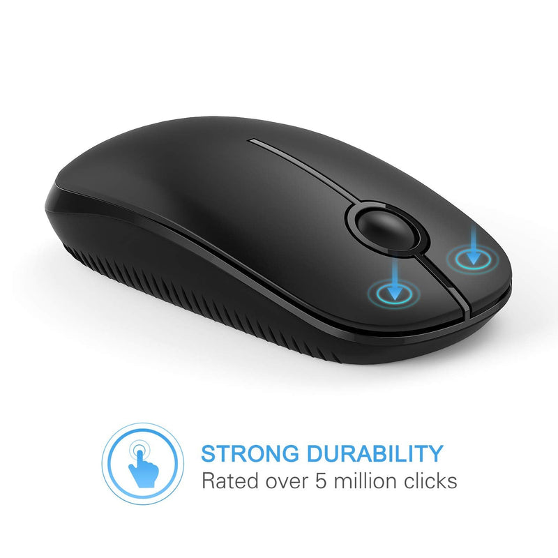Wireless Mouse, Vssoplor 2.4G Slim Portable Computer Mice with Nano Receiver for Notebook, PC, Laptop, Computer (Black) Black