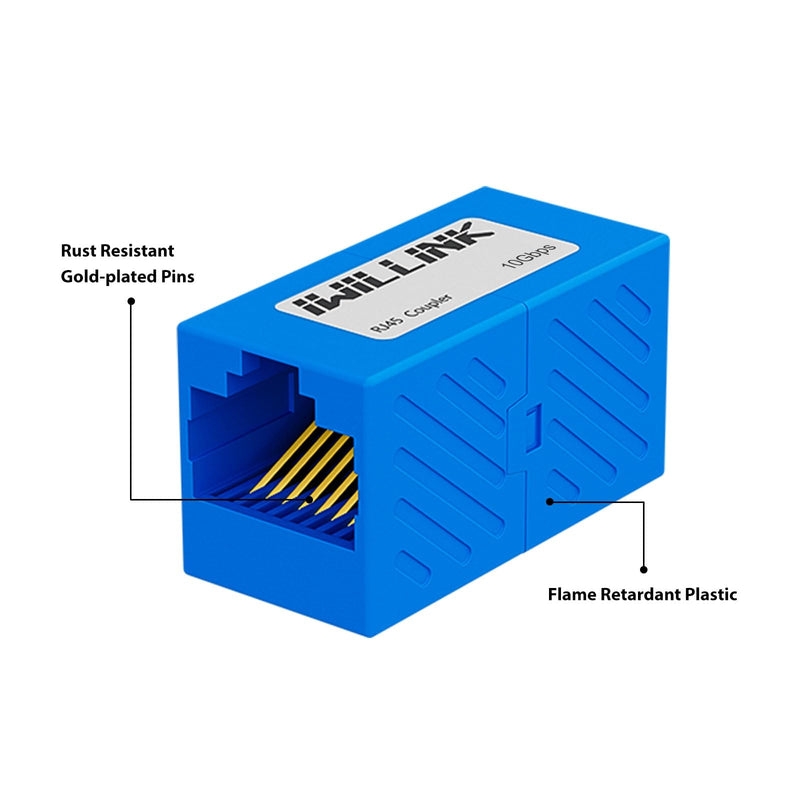 iwillink RJ45 Coupler Ethernet Connector, Female to Female, 50 Pack, Blue | Extender Adapter, For Cat7 Cat6 Cat5e Cat5 Ethernet Cable Female Connector