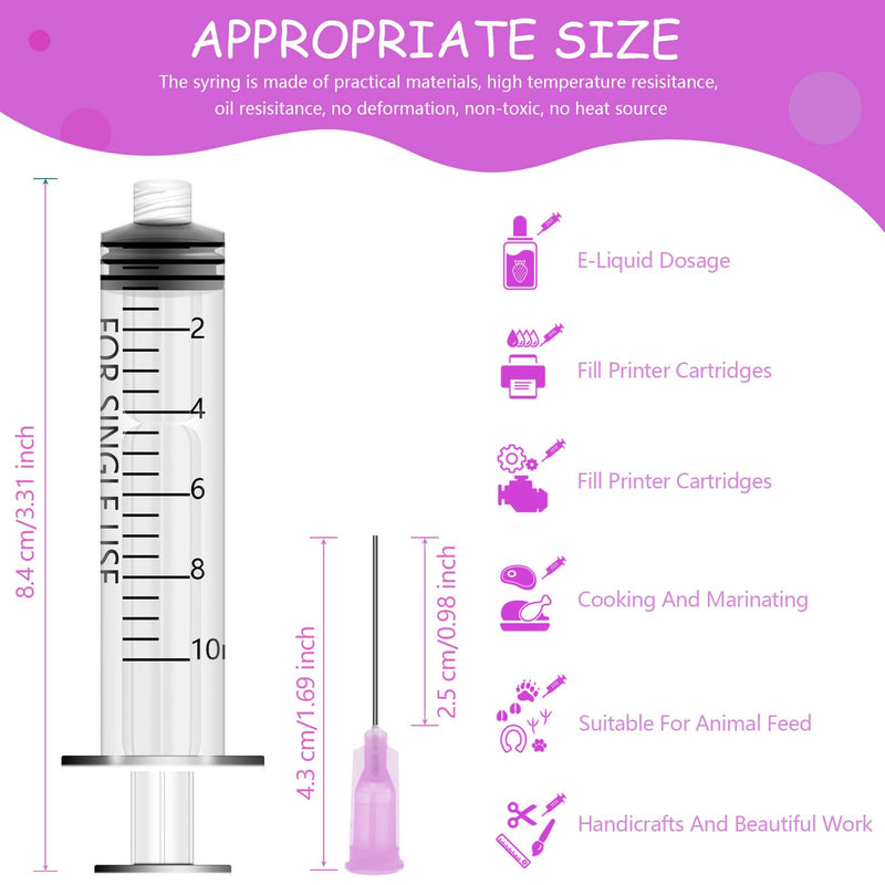 Pack of 10 Syringes 10 ml, Syringe with Blunt Needle, Plastic Syringe, Dosing Syringe, Colostrum Syringe, Injection Syringe, for Laboratory, Industrial, Liquid Measurement, DIY Craft Refill Glue