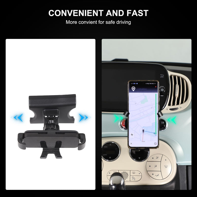 Car Center Console Cell Phone Holder Compatible with Fiat 500 2016-2023 Center Console Air Vent Under Phone Holder Adjustable 360 Rotation Vent Clip Fits for All Smartphones (Style B) Style B