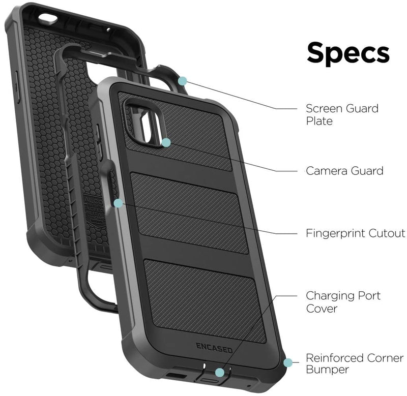 Encased Falcon Case Designed for Samsung Galaxy XCover 6 Pro Belt Clip Case, Full Body Protective Phone Case with Holster (Black)