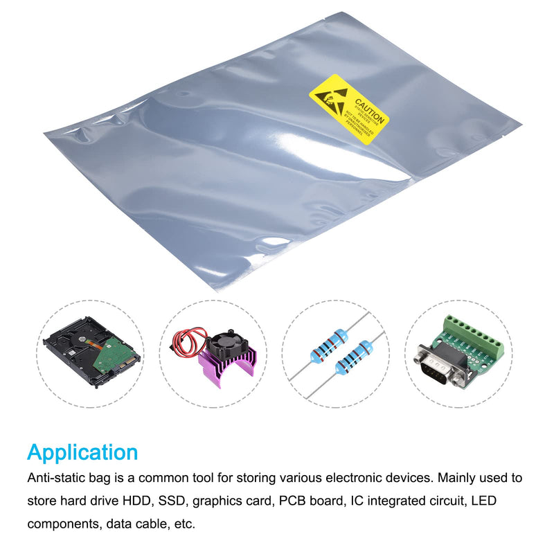 MECCANIXITY Anti Static Bags Shielding Bag 25pcs 8x12inch(20x30cm) Open Top with Labels for Hard Drive HDD SSD
