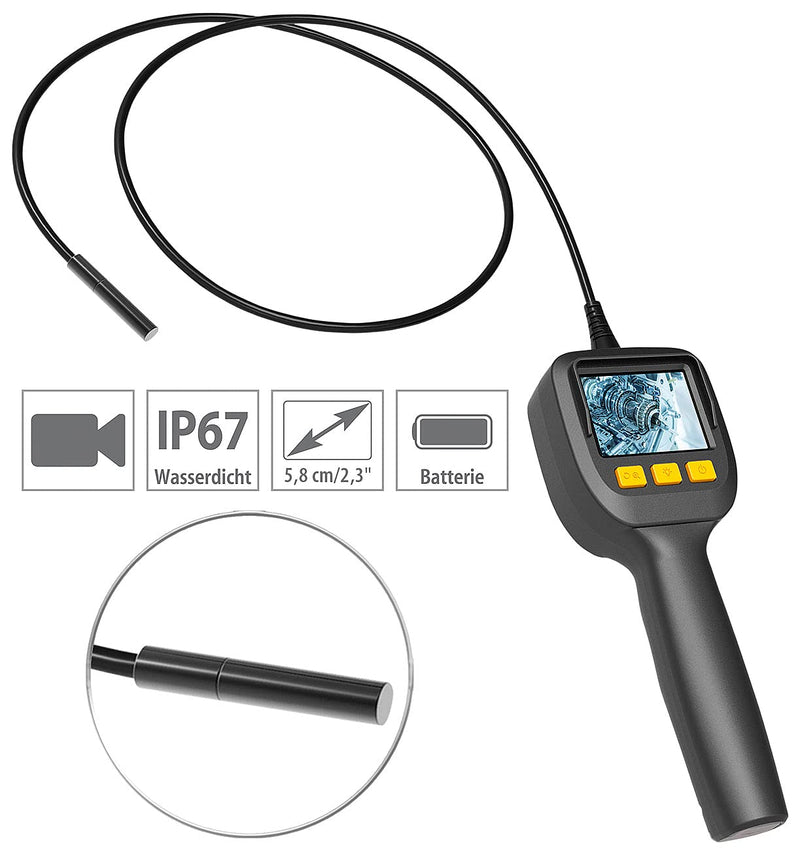 [AUSTRALIA] - Somikon Telescope Camera: Endoscope Camera with Colour LCD Display, LED Light, Battery Operated, IP67 (Rod Camera, Endoscope Camera with Light, Pipe Cleaner) 