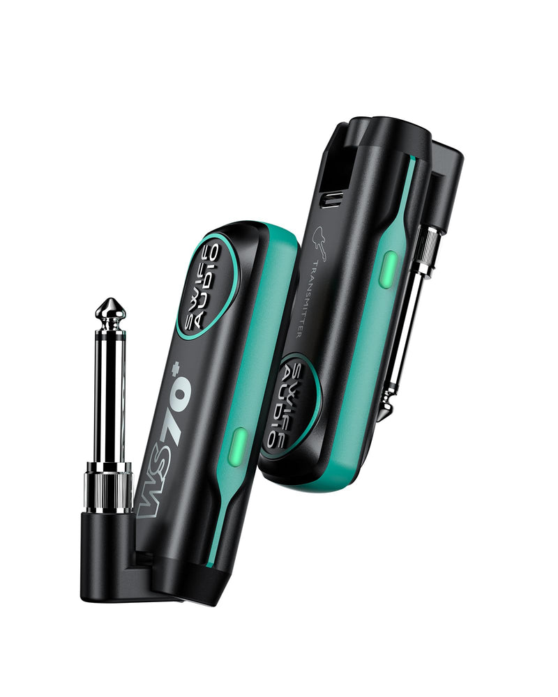[AUSTRALIA] - Wireless Guitar Transmitter Receiver Rechargeable Wireless Guitar System 10 Channels Transmission Range for 6.35mm/3.5mm Musical Instrument WS-70+ 