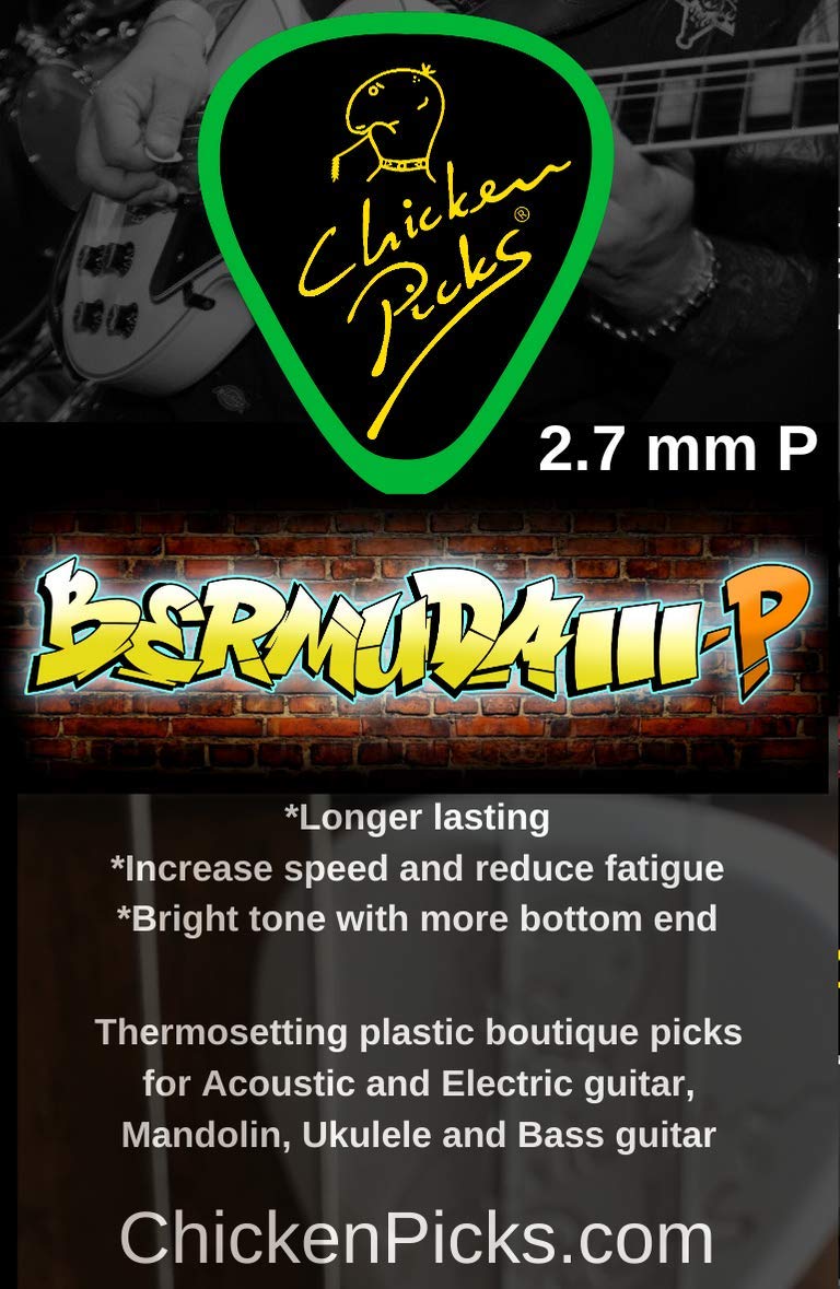 3 x ChickenPicks Bermuda IIIP 2.7 mm guitar picks