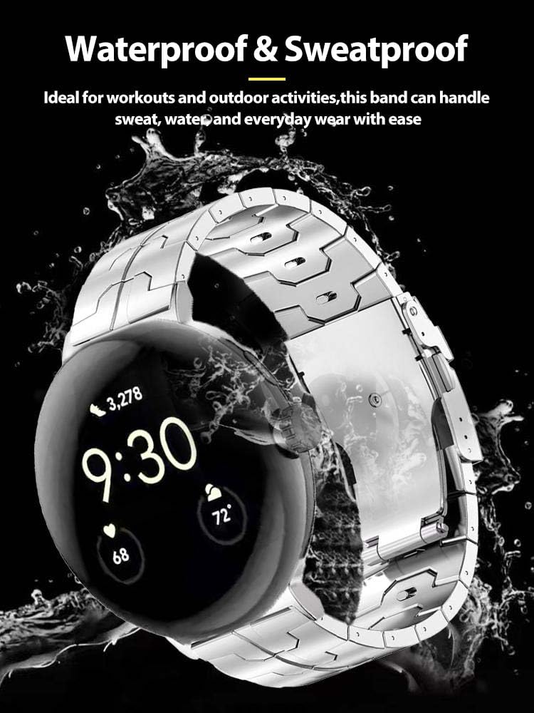 No Tool Needed Titanium Metal WatchBand Compatible with Google Pixel Watch 4/3 45mm 41mm Strap, Titanium Replacement Compatible with Google Pixel 2 1 41mm Accessory for Men Women silver pixel watch 4/3/2/1 41mm