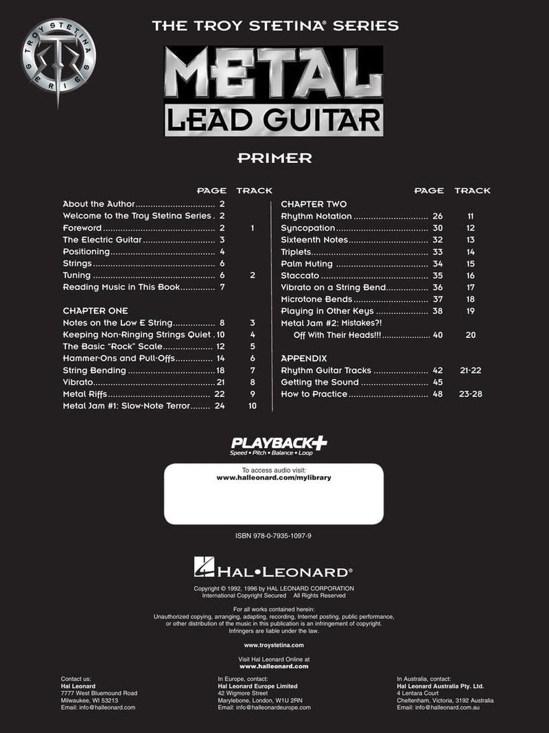Metal Lead Guitar Primer Book/Online Audio (Troy Stetina)
