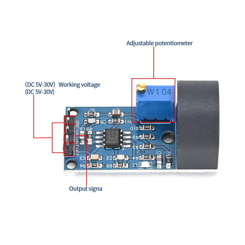 5 pieces 5A current transformer ZMCT103C AC sensor single-phase current converter module