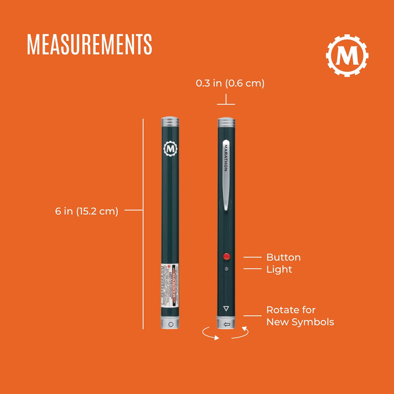 Marathon Multi Symbol Laser Pointer, Red - 1 Mile Night-time Range & Visible in Broad Daylight - 4 Custom Pointers - Two AAA Batteries Included