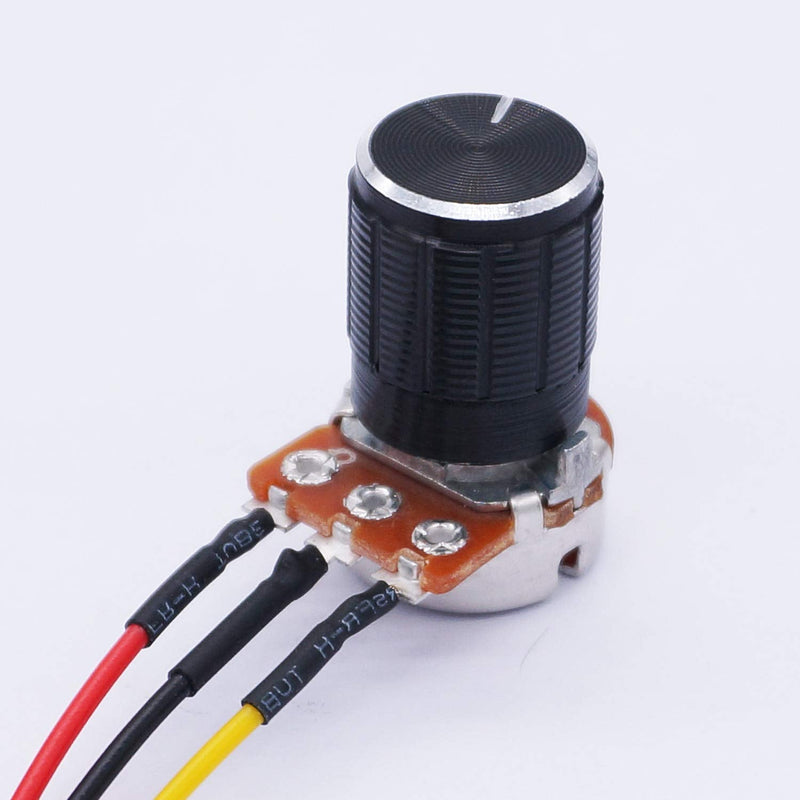 Taiss/3 Pcs 10K Ohm Linear Taper Adjustable Rotary Potentiometer Change Resistance WH148 B10K 3 Pin with XH2.54-3P Connector Wire Cable + Black Knob Cover Cap 148-10k-BKL