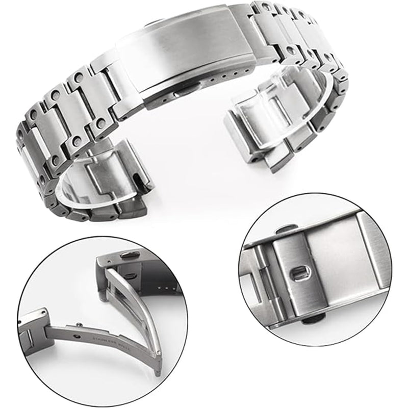 DW-5600 Mod Kit Stainless Steel Case Solid Metal Strap Bracelet for 5600 Series, 5610 Series, Watch Part Replacement Silver metal set