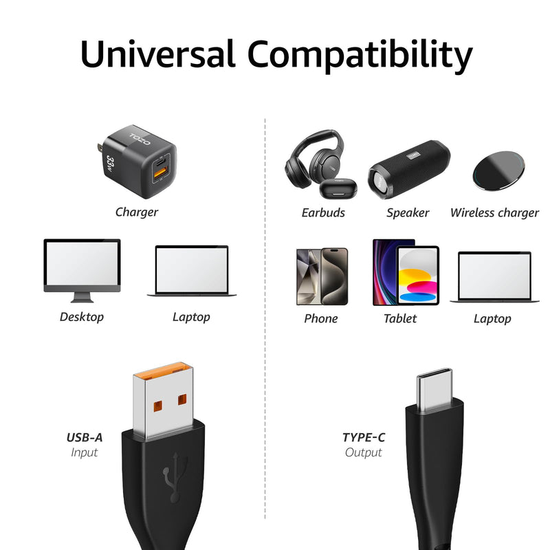 TOZO T20 Wireless Earbuds USB-C to USB-A Charging Cable
