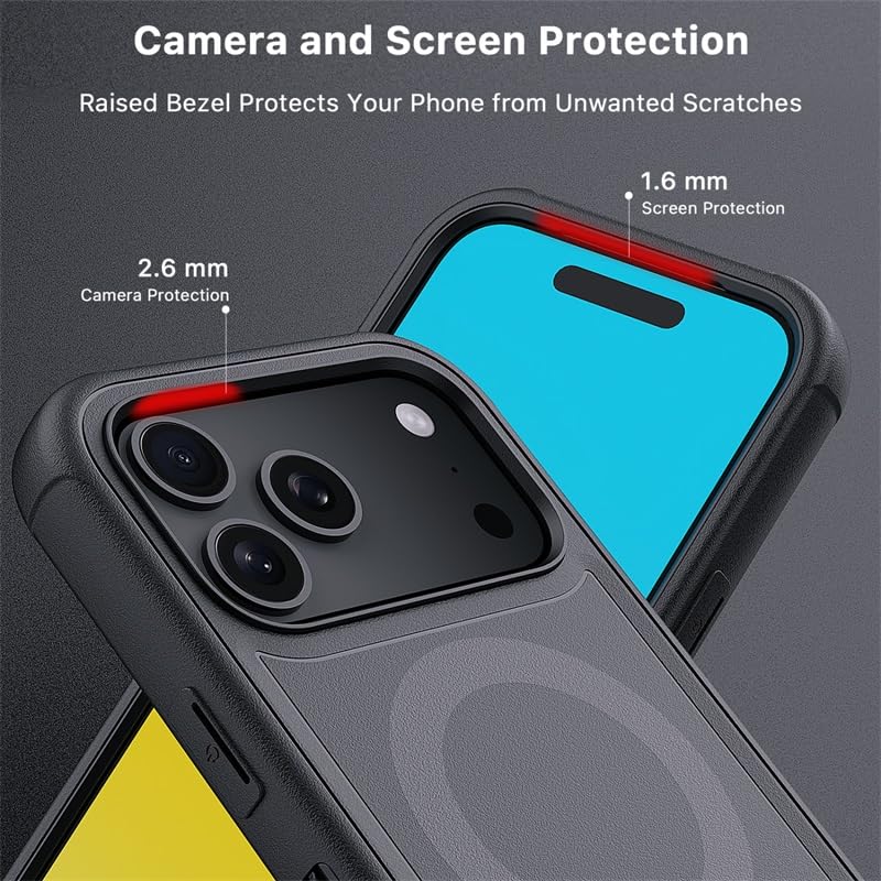 M MYBAT PRO for iPhone 17 Pro Case with Belt Clip Holster,[Compatible with Magsafe] w/Screen Protector,Anti-Drop,Shockproof,w 360°Rotating Kickstand,Heavy Duty Protection (Black) Black