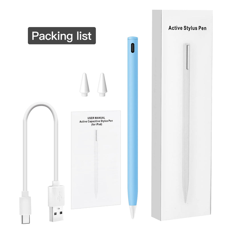 Stylus Pen Compatible for iPad (2018 and Later) ,Palm Rejection, Compatible with iPad Pro 11&12.9 Inch, iPad Air (3rd/4th/5th),iPad Mini(5/6th),iPad(6/7/8/9th),Tilting Detection (Blue) Blue