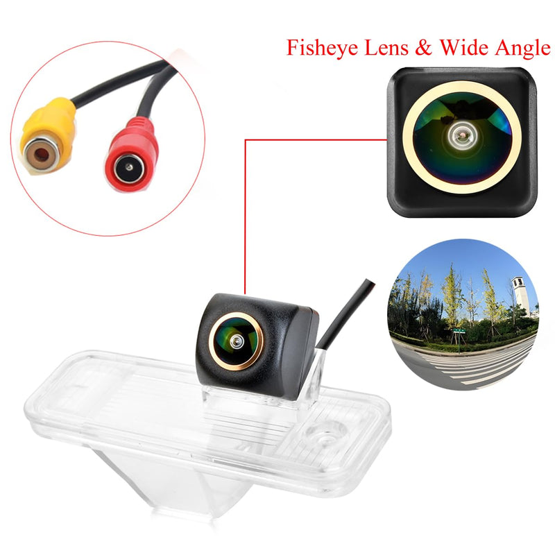 AHD1080P Car Reverse Camera for Hyundai Santa Fe ix45 Maxcruz KIA Carens Rondo, License Plate Light Replacement, Fisheye Golden Backup Cam, Night Vision, 170° Wide Angle, IP69