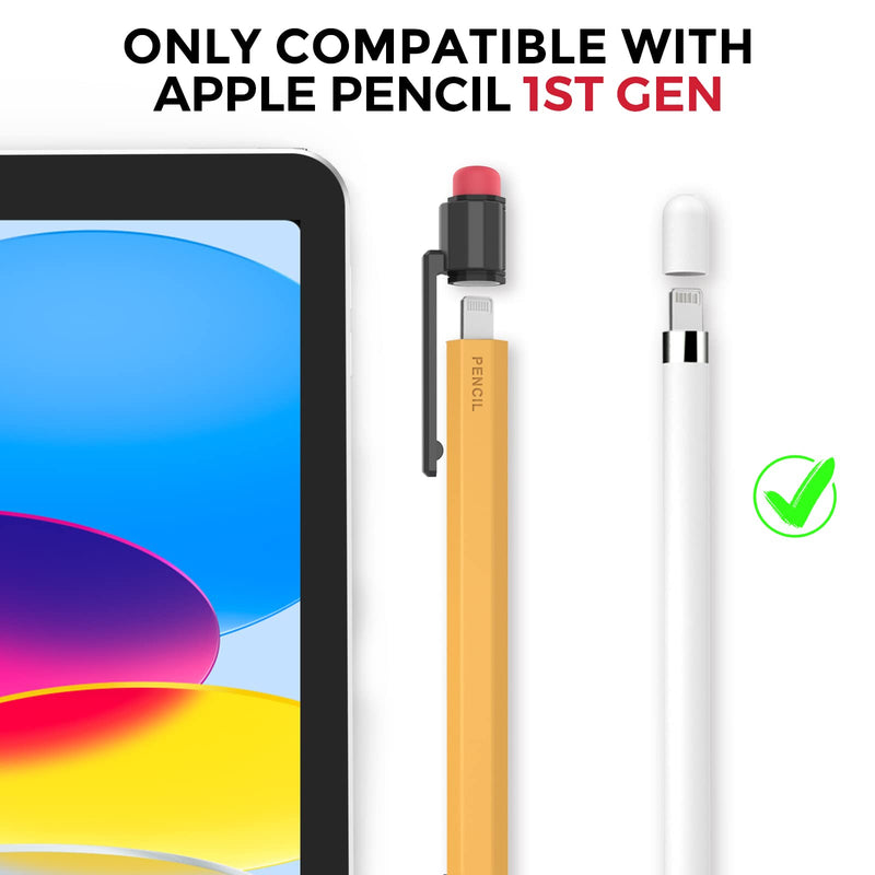 iPencil Case Sleeve Silicone Protective Cover Perfect Grip Skin Classic Design with Sturdy Clip Compatible with Apple Pencil 1st Generation (Yellow) Yellow