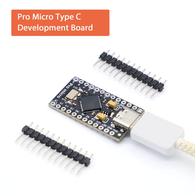 APKLVSR Pro Micro 32U4 5V/16MHz Development Board Type-C Microcontroller with 2-Row Pin Header, Compatible with Arduino (Pack of 2)