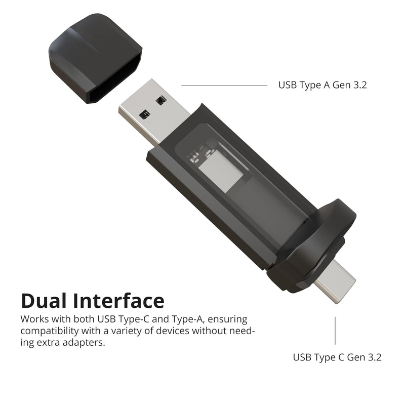 Timetec 256GB Pro Portable USB 3.2 Gen 2 Type-C/Type-A SSD Read Speed 1000MB/s Solid State Drive Stick