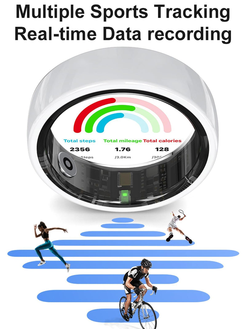 Yihou Smart Rings for Women Ladies Heart Rate Monitor Sleep Tracker Stress Monitor Fitness Rings Pedometer Step Counter Gesture Control Intelligent Health Couple Ring Pink, Size 7