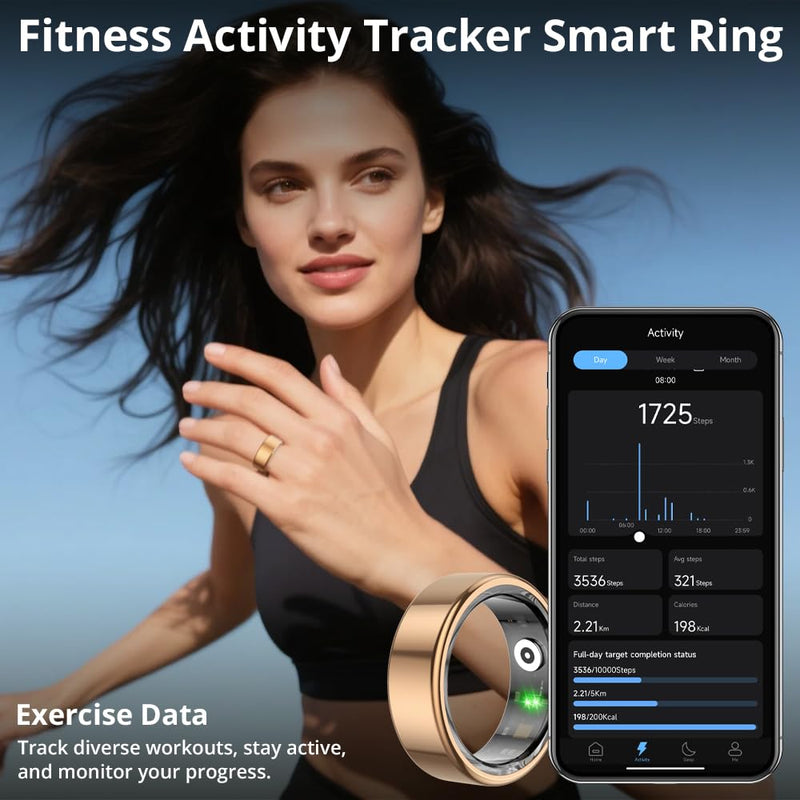 COLMI R02 Smart Ring with Sizing Kit - No Subscription Fee - Sleep, Heart Rate, SpO2 Monitor - Health Tracking. (Rose Gold 7#)