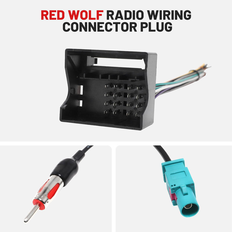 RED WOLF Stereo Wiring Harness w/Fakra Antenna Adapter for BMW 3/5, Volkswagen 2004-2015, Audi 2002-2010 Mercedes-Benz 2007-2015 Mount on Aftermarket Radio CD Player Wire Cable Kit