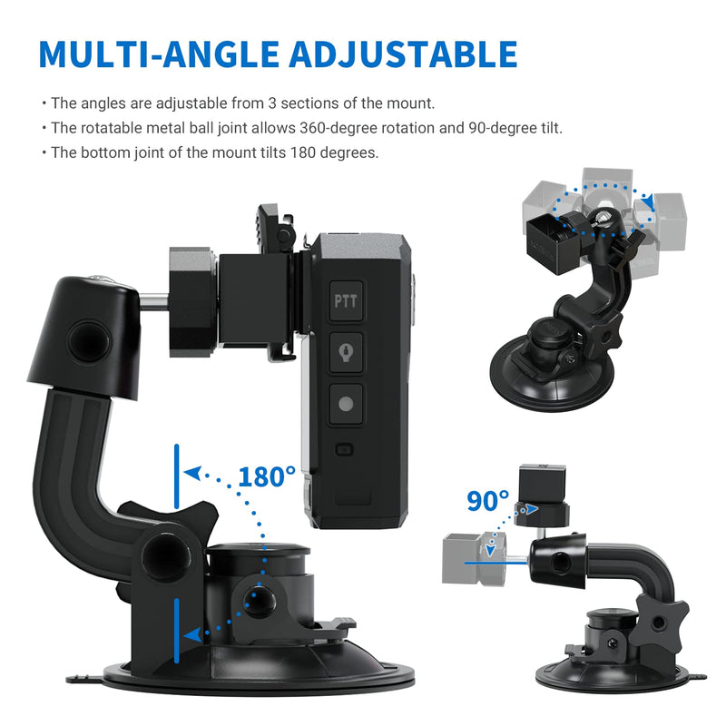 Body Camera Suction Cup Mount with Easy Remove Washable Reuable Magic Sticky Gel Pad for P100 and Widely Compatible with Other Body Camera Perfect for Car Windshield, Window, Glass, Dashboard