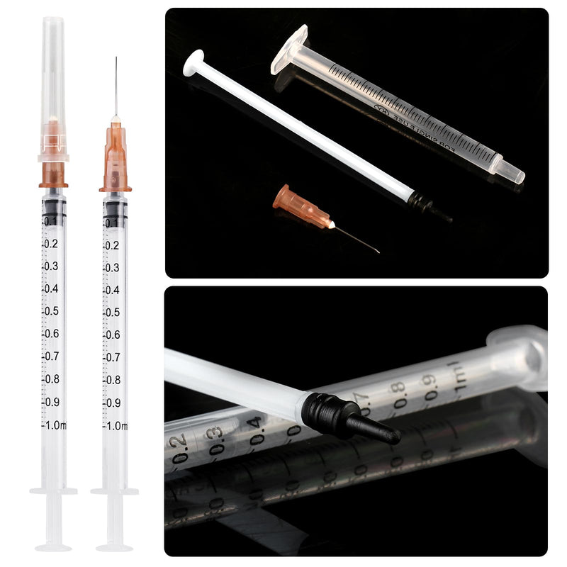 Pack of 50 1 ml Syringes, Plastic Syringes with Caps, Independent Seal Packaging, Minimum Scale 0.01 ml, for Feeding Animals, Liquid Measurement for Laboratory, Industrial Precision Application White