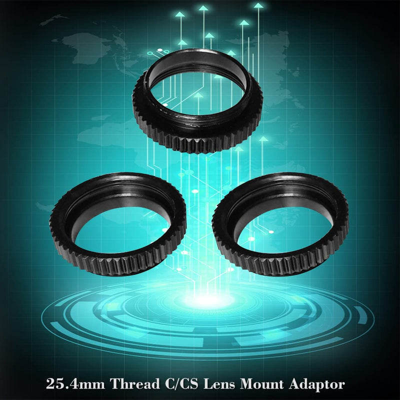 [AUSTRALIA] - HUIOP C to CS Mount, 3PCS/Lot Metal 5mm C to CS Mount Adapter 25.4mm Thread C/CS Lens Mount Adaptor Aluminum Converter Ring for CCTV Camera 