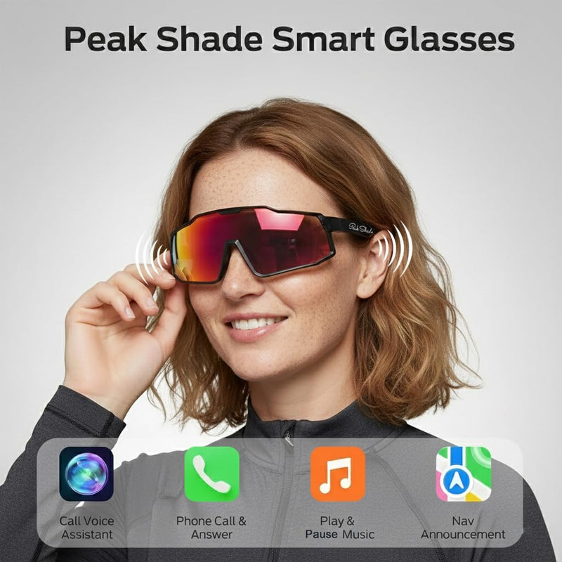AI Smart Glasses with Open-Ear Audio, Orange Red | Bluetooth Sunglasses, Polarized UV400, Hands-Free Calls, Real-Time Translation, 133-Language, IP65 Waterproof,Cycling Running Matte Black Frame/ Orange Red Lens