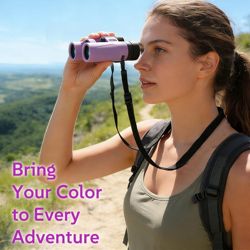[AUSTRALIA] - Binoculars for Kids 8-12, 10x25 Kids Binoculars for Nature Exploration, HD Childrens Binocular for Bird Watching, Hiking, Camping, Outdoor Adventure - Purple 