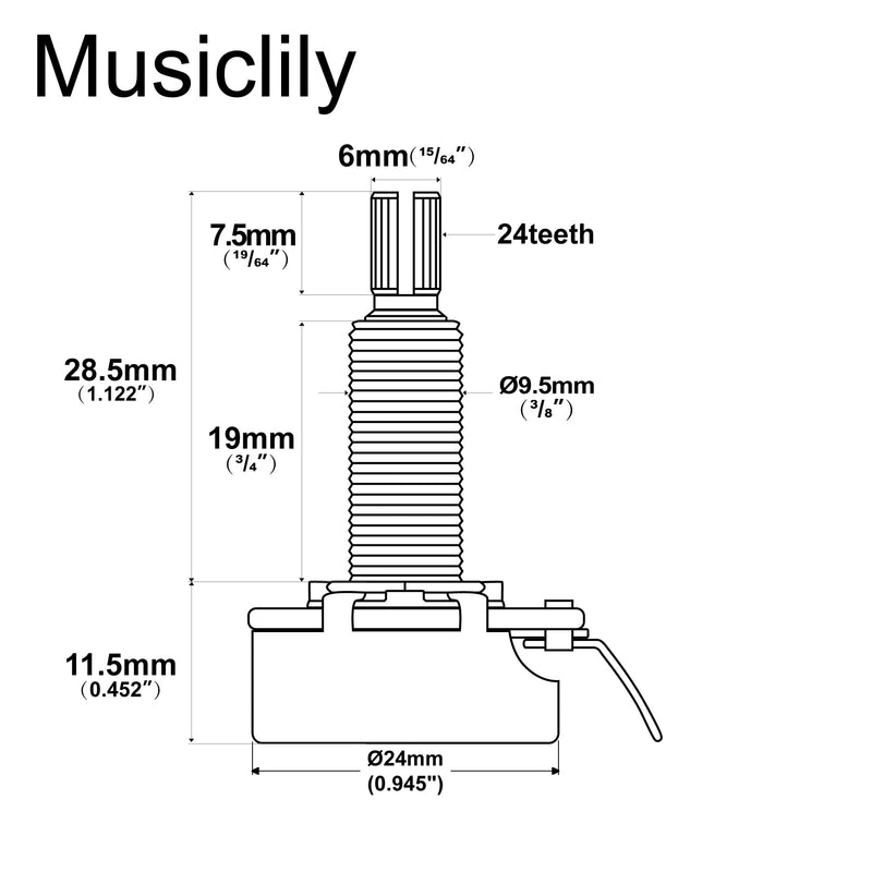 CTS 450 Series A500K Split Long Shaft Guitar Pots Audio Taper Potentiometers for USA Electric Guitar and Bass, 10% Tolerance (Set of 2) Long Shaft A500K