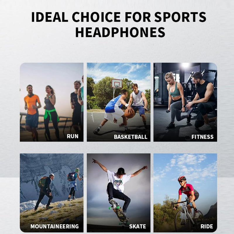 AYI True Bone Conduction Bluetooth Headphones Open Ear Headset Painless Wear Stereo Earphone 11H Playtime Lightweight Stable & Comfortable Sports Headphone for Driving Bicycling Running Skiing-White B8 White