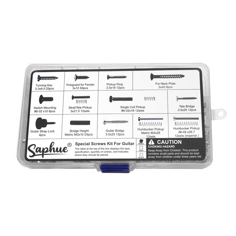 [AUSTRALIA] - SAPHUE Guitar Screw Kit,201pcs Telecaster Kit, Pickguard Screws， Switch Plate Screws,For Fender/Tele/Strat/Sq,Tuner,Machine Head, Neck Plate,Guitar Strap End Pins,Pickup,Bridge, Guitar Repair Kit multi-size (201pcs) Chrome 