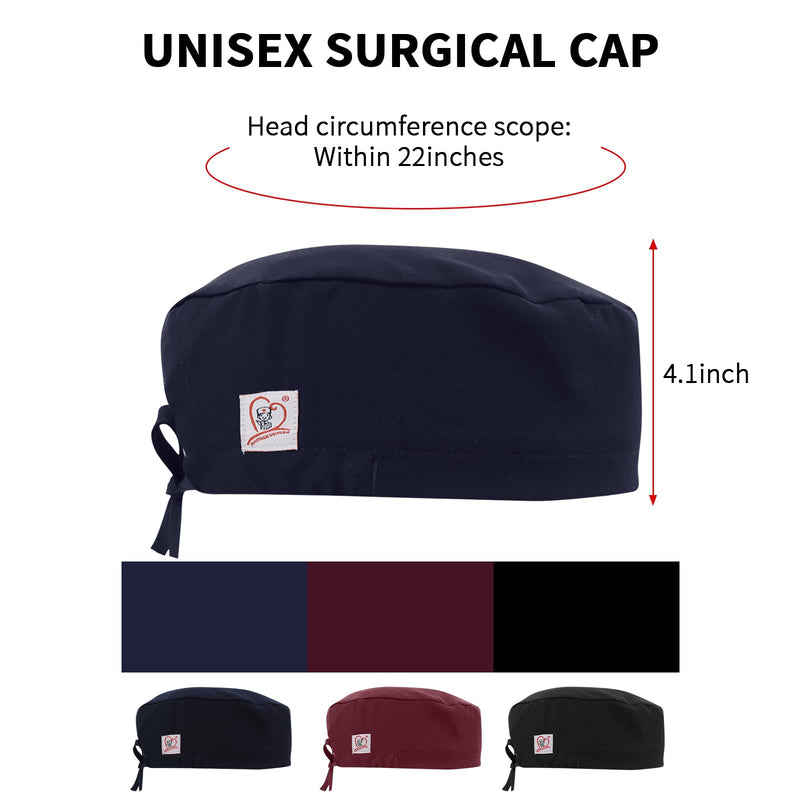 JONATHAN UNIFORM Surgical Caps, Women, Men, Adjustable, Lightweight Fabric with Terry Pad, Surgical Cap, Surgical Cap, Doctor, Nurse Headpiece (Navy Blue) navy