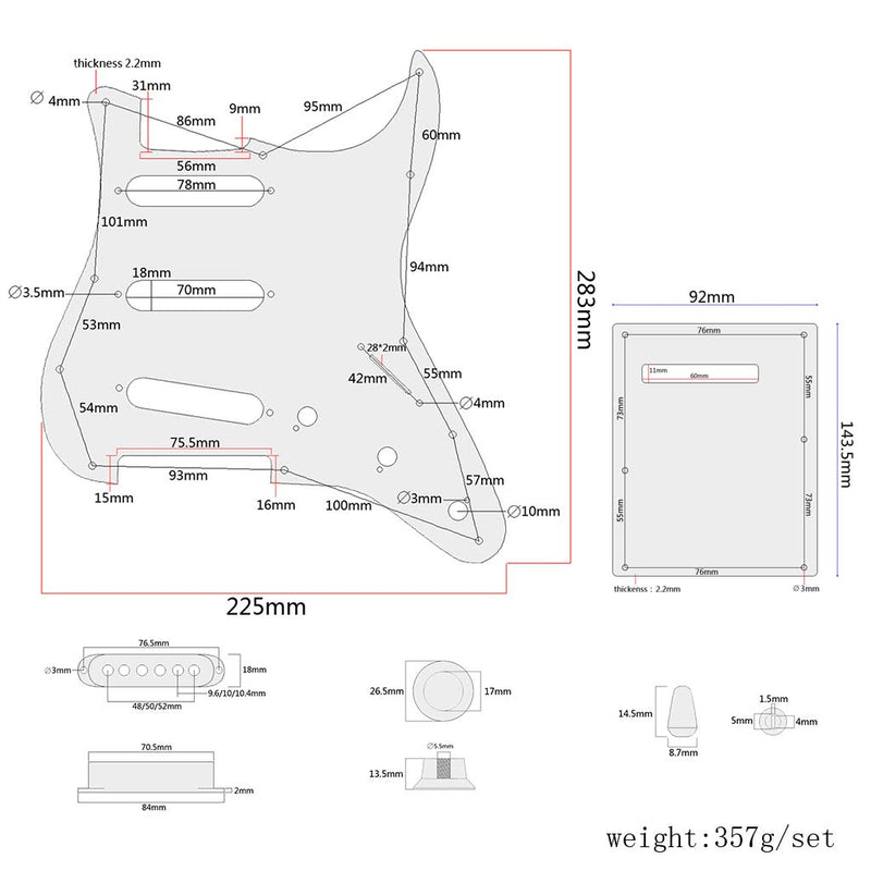 [AUSTRALIA] - Alnicov SSS 3-Ply Prewired Loaded Pickguard Scratchplate Backplate with Alnico V Pickups Kit for Strat ST Electric Guitars Replacement Parts 