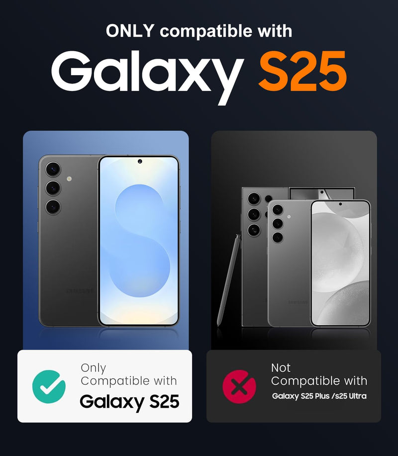 Compatible with Samsung Galaxy S25 Case Waterproof with Belt Clip Holster, Built-in Lens & Screen Protector Military Grade Shockproof Dropproof IP68 Underwater Full Body Phone Case