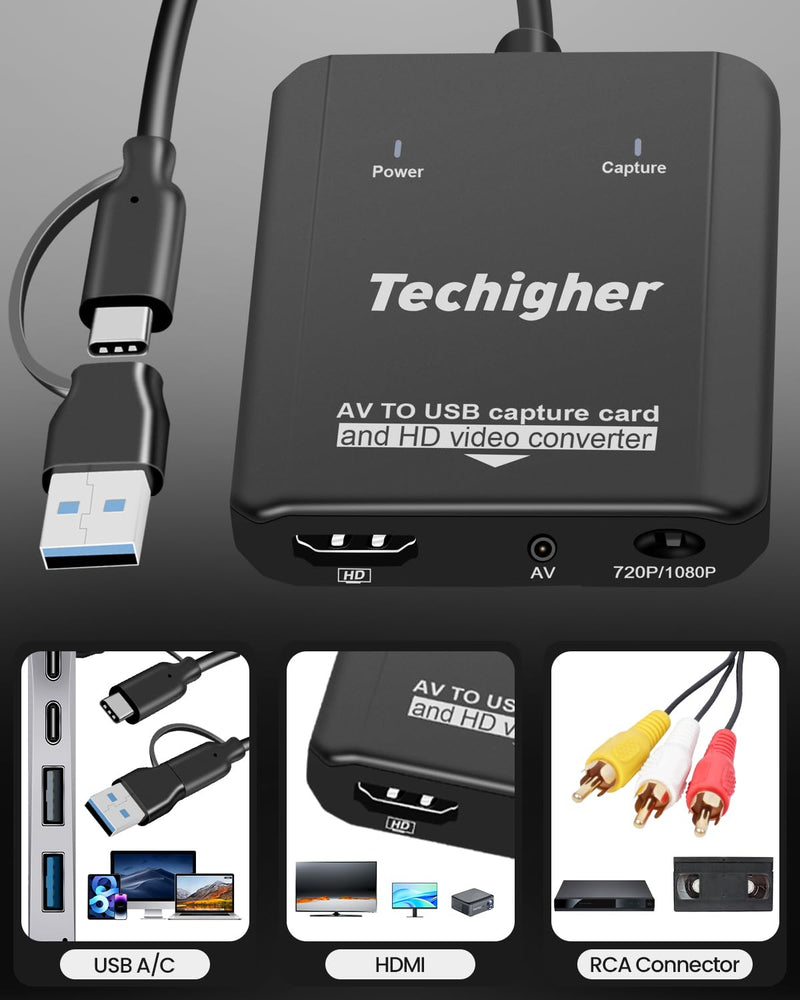 [AUSTRALIA] - VHS to Digital Converter & RCA to HDMI Adapter USB Video Capture Card for VCR/DVD/AV/PS2/Wii,av to hdmi converter Analog to Digital & HD Display Output, wii hdmi adapter,Save/Convert OldVideo VHS CAP/Converter 