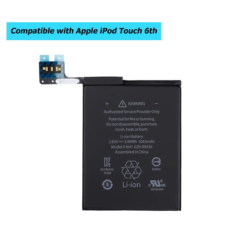 Li-ion Battery A1641 Compatible with iPod Touch 6th Gen 16GB 32GB 64GB A1574 iPod 7.1 020-00425 1043mah with Toolkit