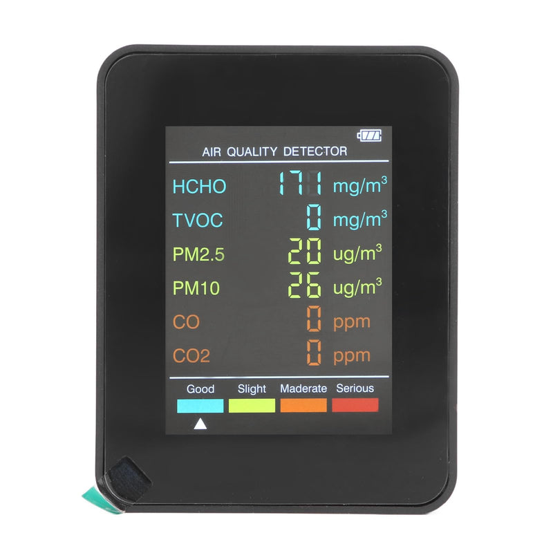 Air Quality Monitor, Portable Rechargeable CO2 Detector with Backlit Display and Alarm for Rooms, Basements, Grow Tents, Offices (Black) BLACK