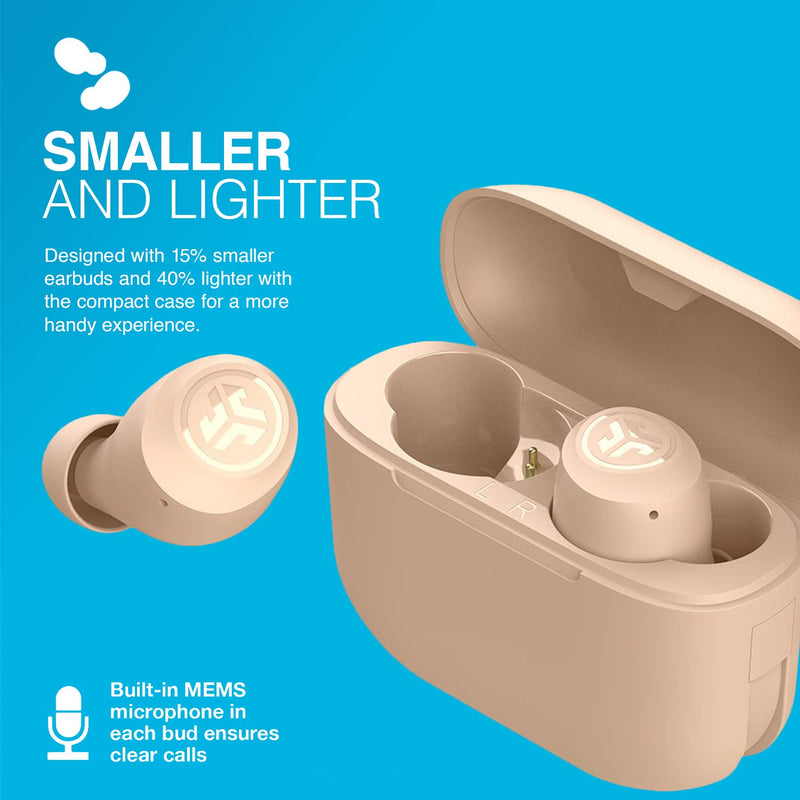 JLab Go Air Tones True Wireless Earbuds Designed with Auto On and Connect, Touch Controls, 32+ Hours Bluetooth Playtime, EQ3 Sound, and Dual Connect, Natural Earthtone Color (474 C)