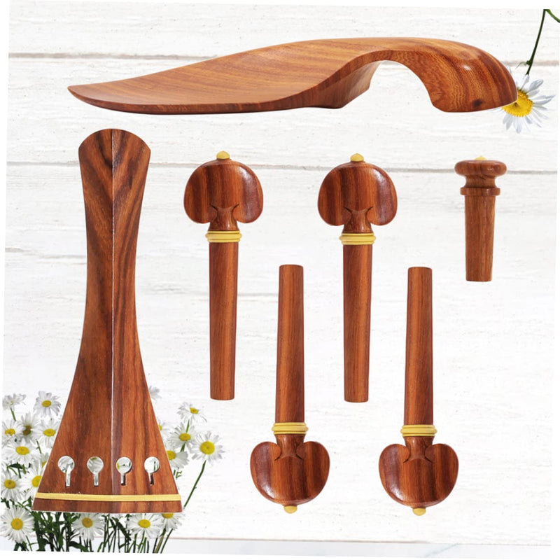 [AUSTRALIA] - Yardwe 4/4 Violin Accessories Set with Jujube Wood Tailpiece Chinrest Endpin and Pegs Comfortable Chin Rest for Beginner Violin Players 