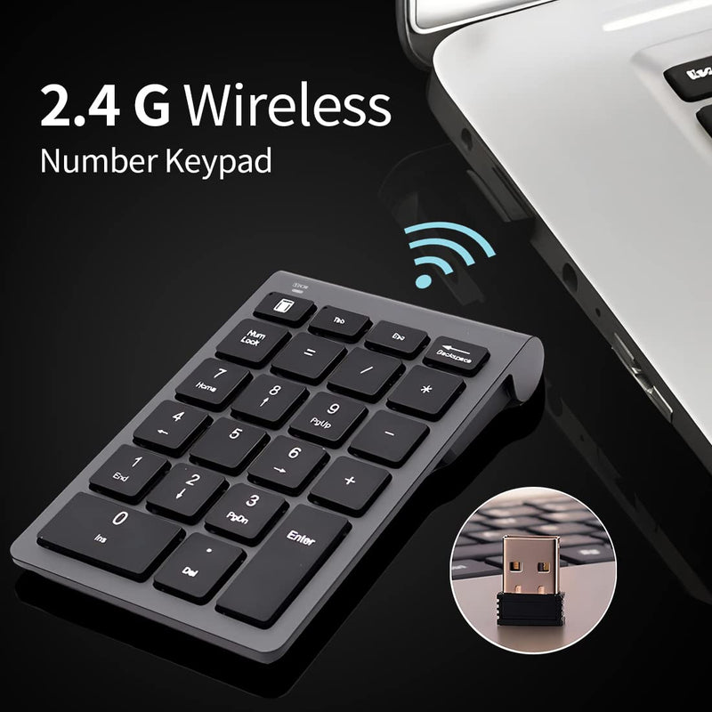 [AUSTRALIA] - LIANGSTAR Number Pad, Wireless Numeric Keypad 22 Keys Portable Keyboard Extensions with 2.4GHz USB Receiver for 10 Key Financial Accounting Data Entry, Surface Pro, Laptop, Desktop, PC, Notebook 