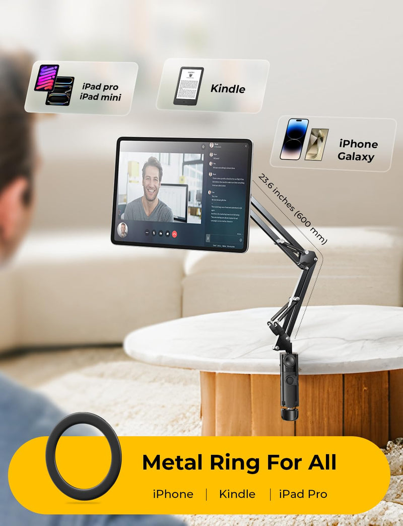 LISEN Gooseneck Phone Holder for Bed Magsafe Phone Stand for iPhone 16 15 Stand Holder for Desk Magnetic Phone Stand Adjustable for Magsafe iPhone Accessories Overhead Phone Mount Bed Accessories