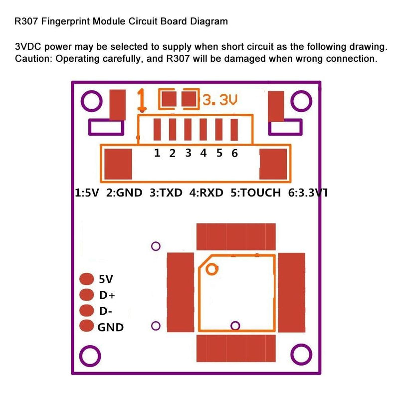 R307 Fingerprint Reader Module,Optical Fingerprint Module Reader Sensor Access Control Attendance Recognition Device