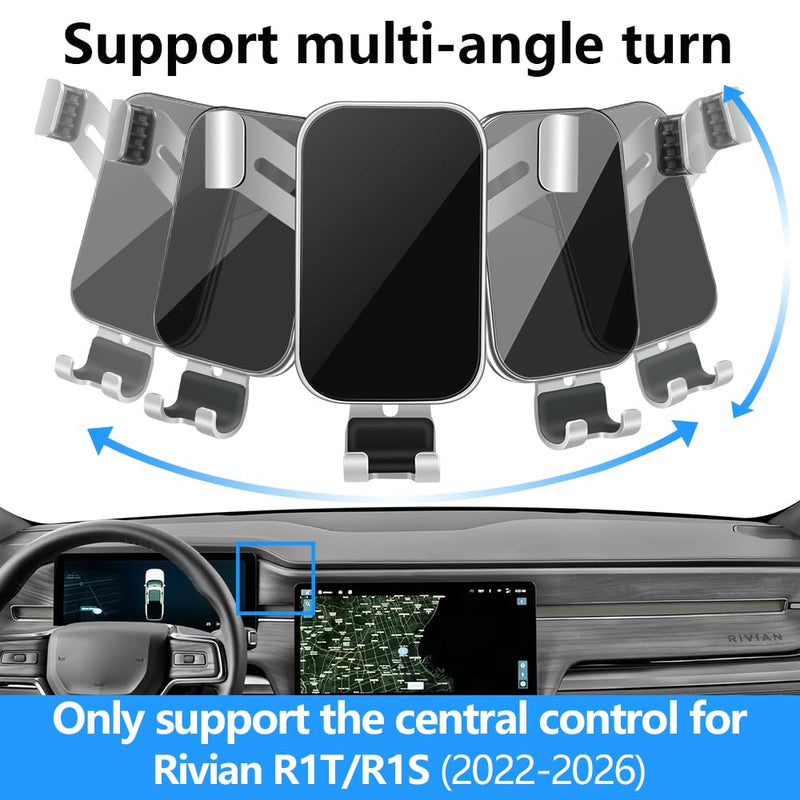 Car Phone Holder for Rivian R1S R1T 2022 2023 2024 2025 2026 Auto Interior Accessories Best Cell Phones Mount Cellphone Mobile Cradle Charging Navigation Bracket Screen Stand Accessory
